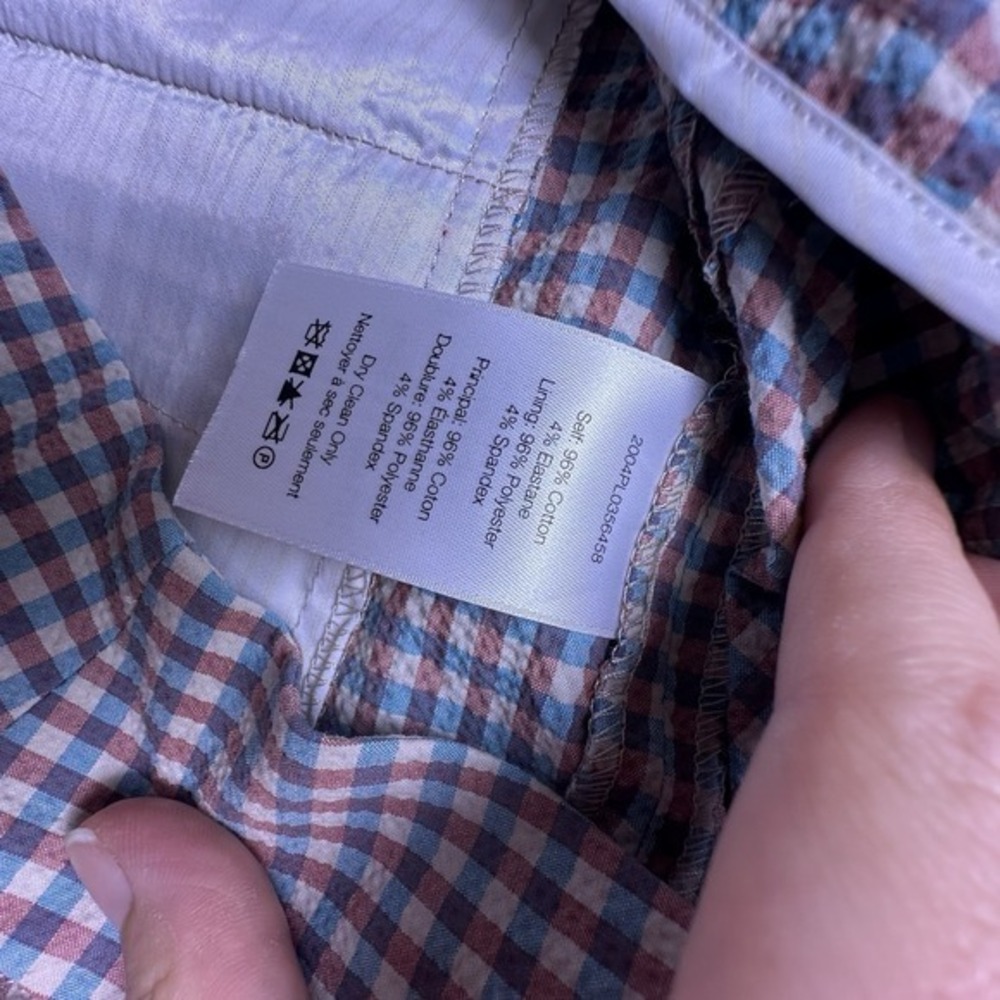 Veronica Beard Arte Kick Flare Brown And Blue Gingham Searsucker High Waste Pant - Picture 8 of 14